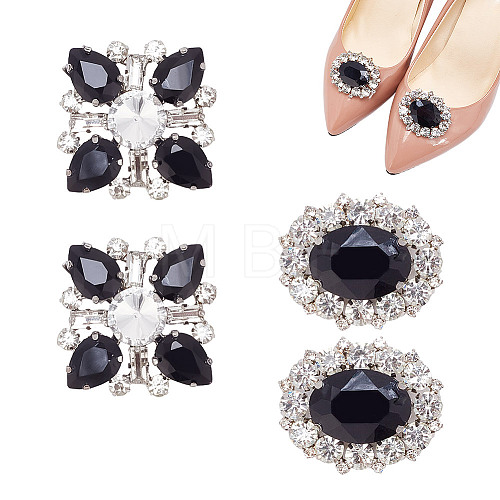 ARRICRAFT 2 Pairs 2 Style Glass Rhinestone Shoe Decorations AJEW-AR0001-78A-1