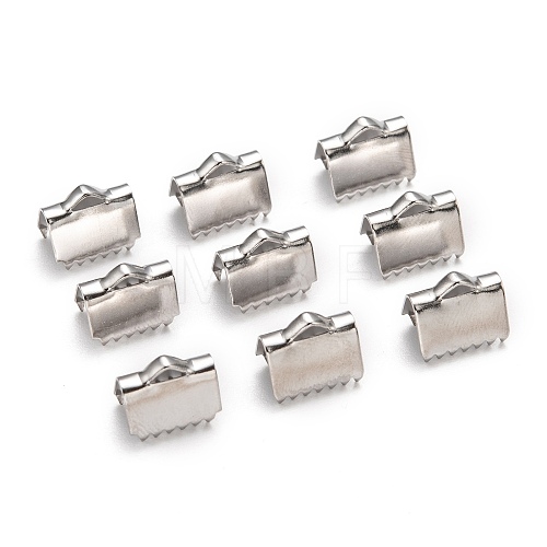 Tarnish Resistant 304 Stainless Steel Ribbon Crimp Ends STAS-E103-08C-1