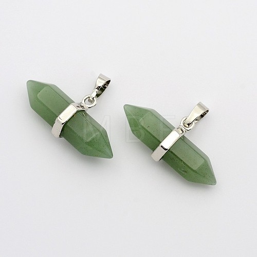 Natural Green Aventurine Double Terminated Pointed Pendants G-F177-06-1