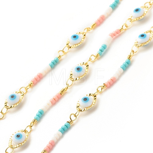 Glass Evil Eye Link Chain CHC-E024-12G-1