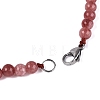 Natural Strawberry Quartz Round Beaded Fan Bib Necklaces NJEW-N064-04H-4