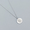 925 Sterling Silver Flat Round with Snake Pendant Necklaces Creative Design Collarbone Jewelry UA4626-2-2