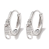 Zipper 925 Sterling Silver Micro Pave Clear Cubic Zirconia Hoop Earrings EJEW-K317-01P-4