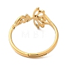 Ion Plating(IP) 304 Stainless Steel Hollow Lotus Adjustable Ring for Women RJEW-M149-32G-2