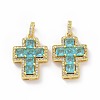 Brass Micro Pave Clear Cubic Zirconia Pendants ZIRC-F135-24G-04B-2