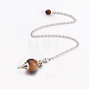 Natural Tiger Eye Sphere Dowsing Pendulums BJEW-E292-A09-2