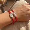 2Pcs 304 Stainless Steel & Rhinestones & Resin Link Bracelets BX1909-3-1