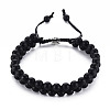 Round Frosted Glass Braided Bead Bracelet for Men Women BJEW-S145-003-1