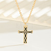 Alloy Enamel Viking Knot Religion Cross Pendant Cable Chain Necklaces for Women WG3BAE0-02-1