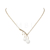 Handmade Lampwork & Cultured Freshwater Pearl Flower Pendant Brass Cable Chain Necklaces for Women NJEW-TA00259-2