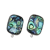 304 Stainless Steel Pave Natural Paua Shell Stud Earring Findings STAS-Z125-08P-2