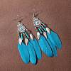 Bohemian Blue Feather Tassel Earrings Vintage Style Unique Long Earrings LW7993-2-1