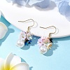 Flower ABS Plastic Imitation Pearl Dangle Earrings EJEW-JE06376-1