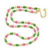 Brass Enamel Column Link Chain Necklaces NJEW-H039-10B-03G-2