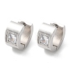 304 Stainless Steel Micro Pave Clear Cubic Zirconia Huggie Hoop Earrings EJEW-C096-55P-2