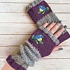 Acrylic Fibers Bird Pattern Knitting Fingerless Gloves PW-WG0606C-03-1