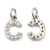 Brass Micro Pave Grade AAA Cubic Zirconia Charms ZIRC-P067-11P-C-NR-2