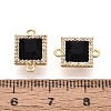 Brass Micro Pave Clear Cubic Zirconia and Glass Connector Charms KK-N287-29G-3