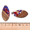 Transparent Resin and Walnut Wood Pendants RESI-T057-05F-4