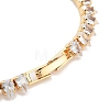 Brass Pave Clear Cubic Zirconia Teardrop Link Bracelets BJEW-B094-08G-3