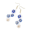 Flower Glass Seed Beaded Dangle Earrings EJEW-MZ00775-01-4