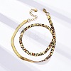 304 Stainless Steel Leopard Print Flat Snake Chain Necklaces for Women NJEW-A044-02A-G-1