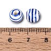 Hand Painted Blue and White Striped Round Porcelain Beads PORC-Q007-01B-4