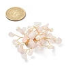 Natural Rose Quartz Chips & Pearl Beaded Flower Brooch Pin JEWB-BR00098-03-4