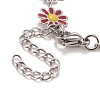 Enamel Daisy Link Chains Bracelet BJEW-P271-01P-04-4