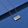 304 Stainless Steel 11:11 Angel Number Rectangle Pendant Cable Chain Necklaces for Women NJEW-NH0001-04P-1