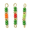 3Pcs Glass Seed Beads & Brass Rondelle Beaded Connector Charms PALLOY-JF03294-01-1