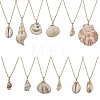 12Pcs 12 Styles Electroplated Natural Mixed Shell Pendant Necklaces NJEW-JN05212-2