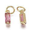 Brass Micro Pave Cubic Zirconia Charms X-ZIRC-F111-03G-02-2