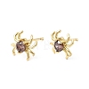 Spider Brass Micro Pave Cubic Zirconia Stud Earrings EJEW-L306-04G-02-4