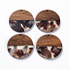 Transparent Resin & Walnut Wood Pendants RESI-T035-35E-1