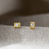 925 Sterling Silver Clear Cubic Zirconia Stud Earrings EJEW-Q030-05G-1
