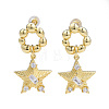 Cubic Zirconia Star Dangle Earrings EJEW-N011-78-2