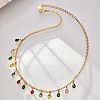 316L Surgical Stainless Steel Pave Cubic Zirconia Milti Teardrop Pendant Bib Necklaces for Women WGB3ADE-03-1