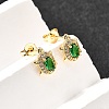 Tortoise Brass Micro Pave Cubic Zirconia Stud Earrings EJEW-A135-04G-2