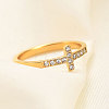 Cross Stainless Steel Micro Pave Clear Cubic Zirconia Finger Rings for Women FS-WG88B59-05-2