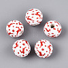 Christmas Spray Painted Schima Wood Beads WOOD-T032-35I-1
