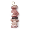 Gradient Color Natural Rose Quartz & Natural Rhodonite & Natural Pink Opal Chip Beaded Pendants PALLOY-JF02795-04-3