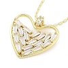 Brass Micro Pave Clear Cubic Zirconia Pendant Necklaces NJEW-B101-01G-02-1