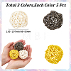 15Pcs 3 Colors Wicker Rattan Balls AJEW-SC0004-25B-2