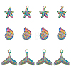 DICOSMETIC 12Pcs 3 Style Ion Plating(IP) 304 Stainless Steel Pendants STAS-DC0006-46-1