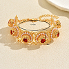 Elegant Crown Alloy Pave Red Cubic Zirconia Flat Round Link Chain Bracelets for Women WQ4062-2