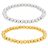 4Pcs 2 Colors 201 Stainless Steel Round Beaded Stretch Bracelets Set for Men Women BJEW-BC0001-15B-1