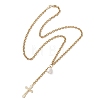 304 Stainless Steel Cable Chain Tassel Cross Pendant Necklaces NJEW-JN05653-5