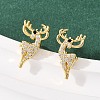 Brass Micro Pave Clear Cubic Zirconia Deer Stud Earrings EJEW-F400-27B-G-1