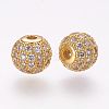 Brass Micro Pave Cubic Zirconia Beads ZIRC-G092-24G-05-1